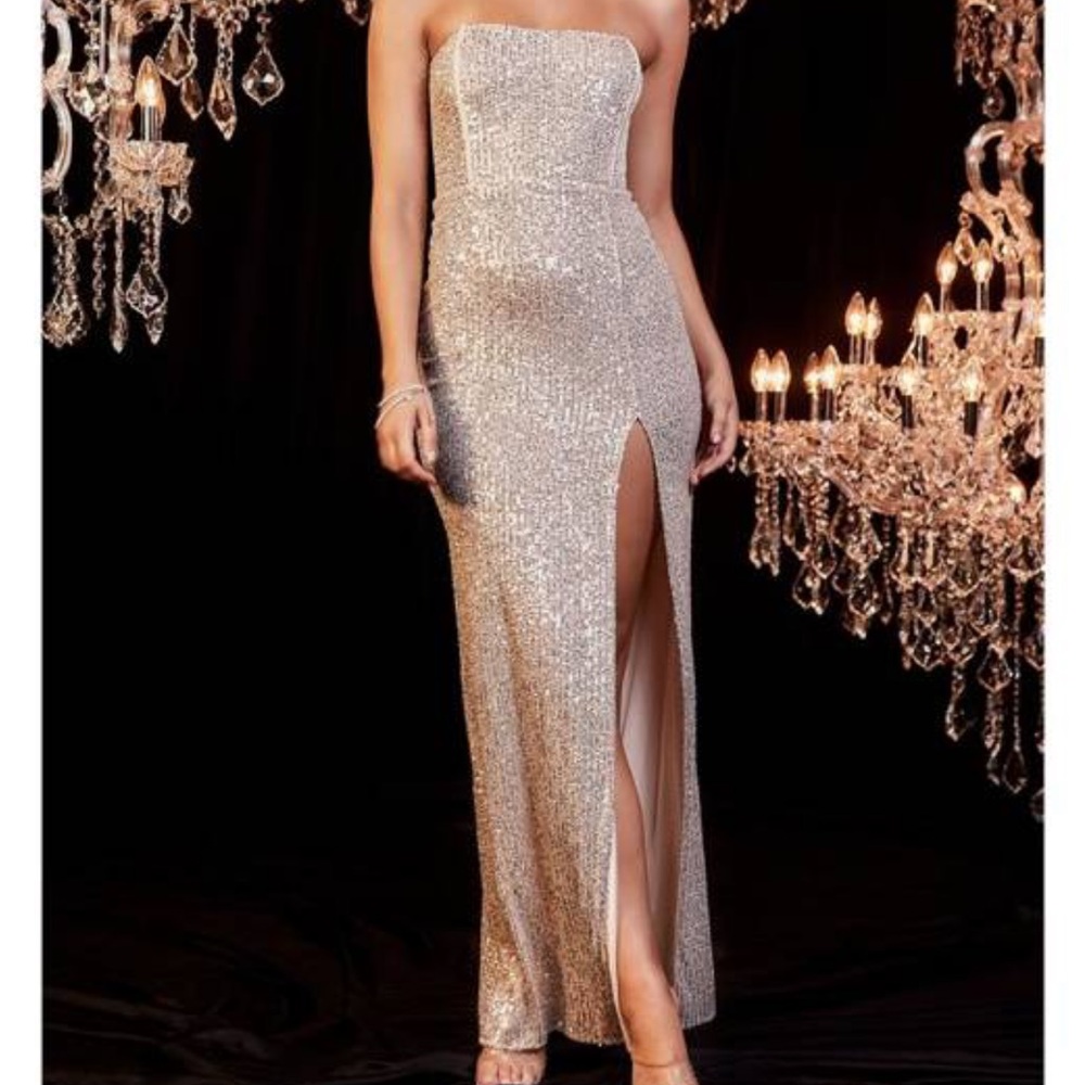 Meshki corset sequin maxi dress with slit